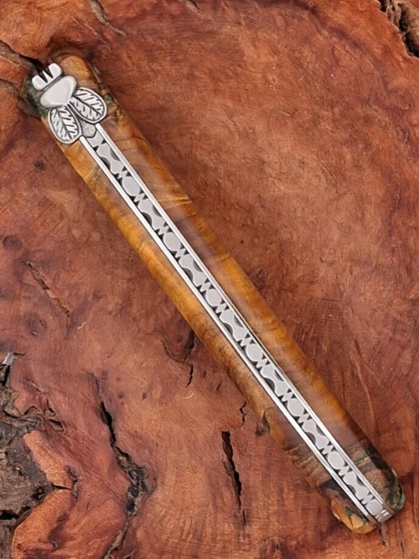 Couteau laguiole Travaillée avec Ressort Guilloché & Manche en Marronnier