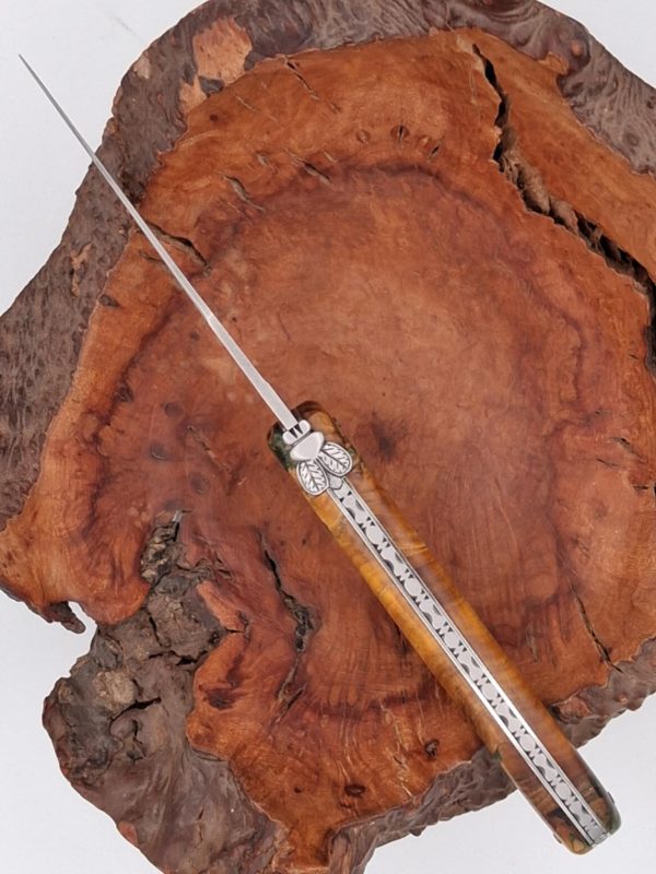 Couteau laguiole Travaillée avec Ressort Guilloché & Manche en Marronnier – Image 4