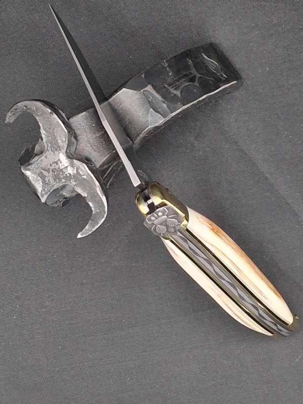 Laguiole 12 cm – Manche en croûte de mammouth & finitions laiton – Image 3