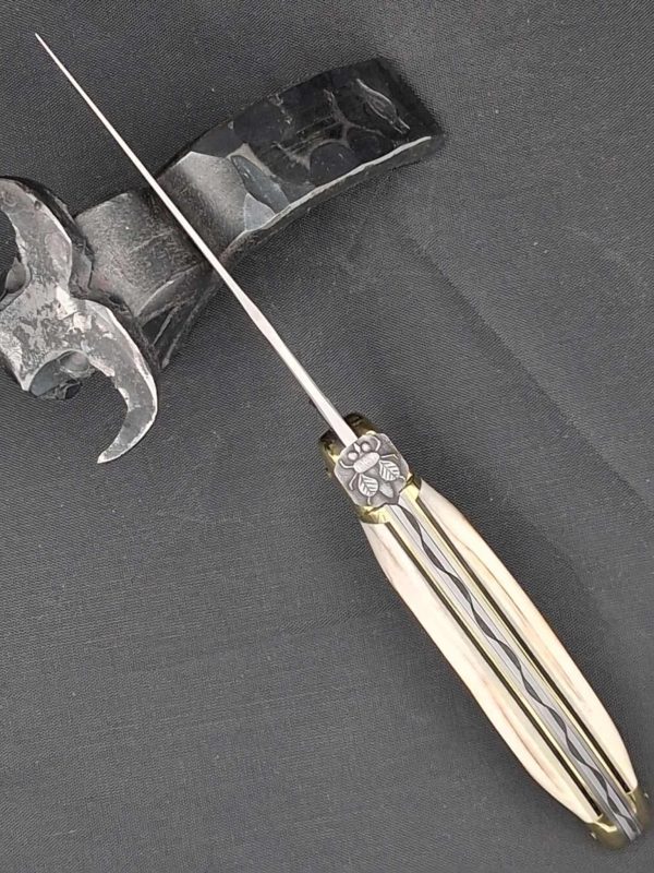 Laguiole 12 cm – Manche en croûte de mammouth & finitions laiton – Image 2