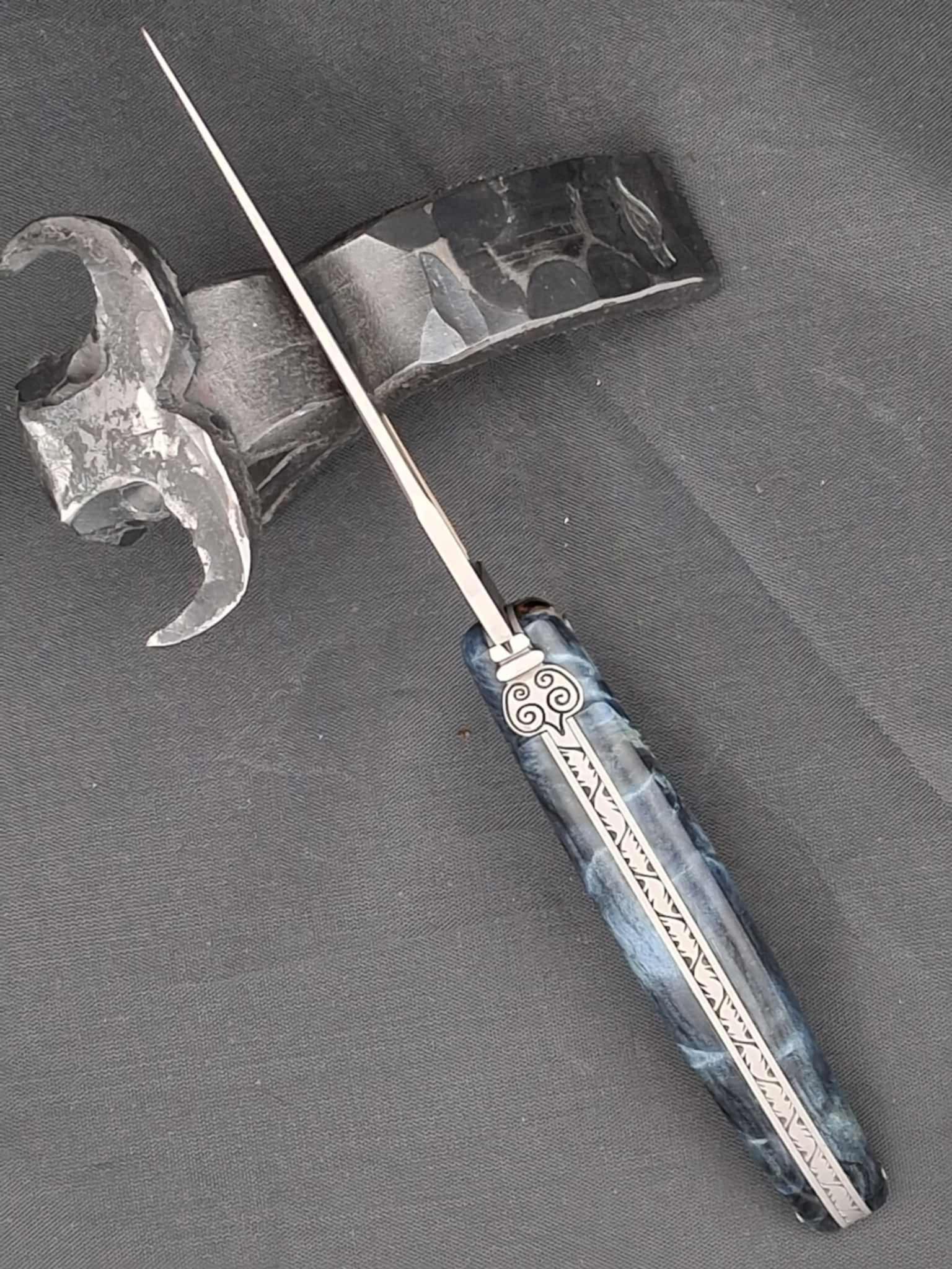 Couteau laguiole Manche en peuplier bleu 12 cm – Image 4