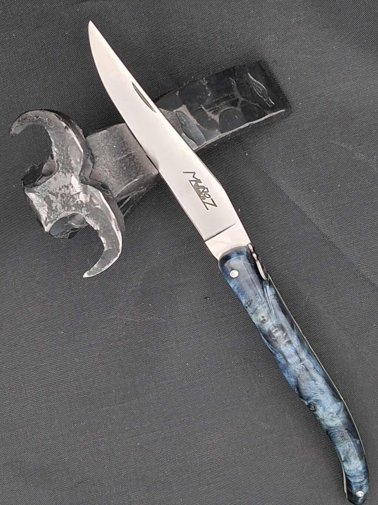 Couteau laguiole Manche en peuplier bleu 12 cm – Image 2